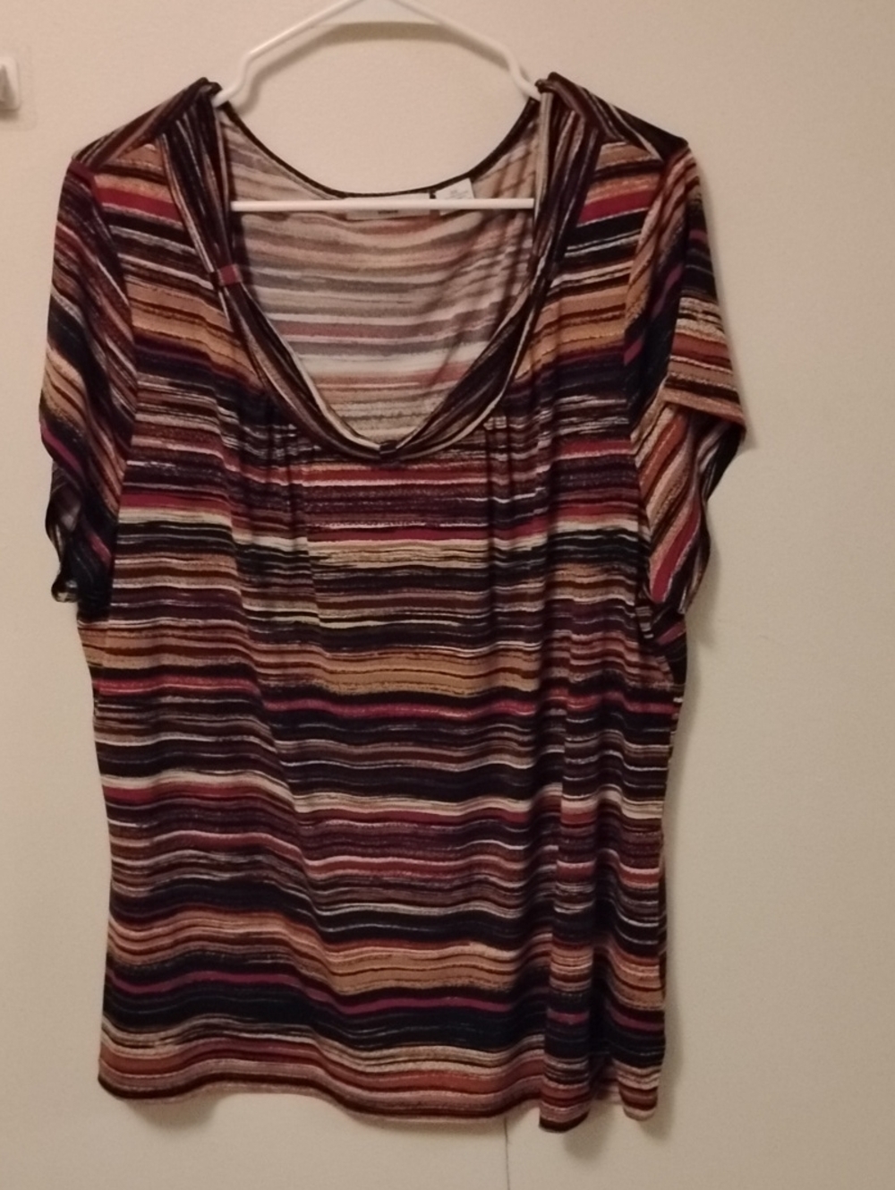 Liz Claiborne Multicolor Striped Scoop Neck Short Sleeve Top